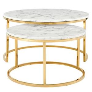 Modern Luxury Metal Nesting Coffee <b>Table</b> Set with <b>Marble</b> Top for Home Apartment Office or <b>Bar</b> Elegant Living Room Furniture - Product Image 3