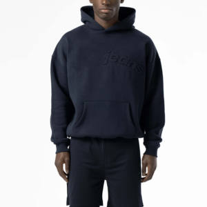 Pull surdimensionné en relief sur mesure Sweat à capuche bicolore avec logo brodé au dos pour unisexe - Product Image 3