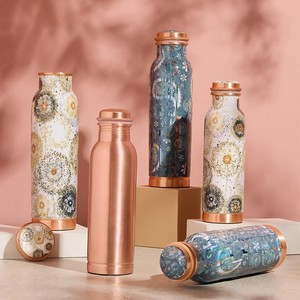 <b>Bottle</b> with Mandala Print Pure Copper <b>Water</b> <b>Bottle</b> <b>1L</b> Mandala Design Designer Copper <b>Bottle</b> Meena Artwork Copper Ayurvedic - Product Image 4