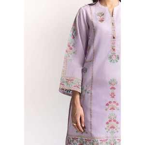 Chemise et dupatta en mousseline de soie teinte en fil et imprimée au bloc, KDS-43200, avec manches trois-quarts - Product Image 3