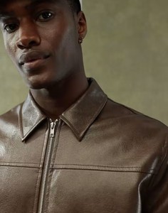 Wholesale Custom Embossed Logo Genuine <b>Sheepskin</b> Leather Varsity <b>Jacket</b> for Men Fashion Breathable Winter <b>Jacket</b> Canvas Fabric - Product Image 4