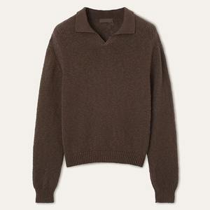 Pull POLO unisexe de haute qualité tricoté sur mesure, doux et respirant, en coton et caroube, avec logo personnalisé sur le devant - Product Image 1