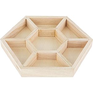 Accesorios de cocina de calidad estándar Juego de 2 bandejas hexagonales de madera con mango de metal para servir disponibles a un precio asequible - Product Image 4