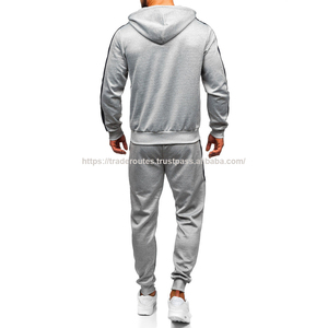 Chándal de color rojo con cremallera OEM al por mayor, traje de hombre con cremallera, chándal con capucha de 2 piezas personalizado con cremallera completa para hombre - Product Image 4