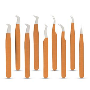 Lot de 6 pinces à cils avec embouts larges Poignée texturée à prise lisse et légère pour une utilisation prolongée Écologique - Product Image 1