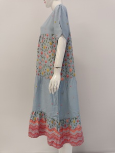 Jumbo taille couches Daster femmes été motif fleuri à manches courtes vêtements de nuit confortable rayonne doux chemises de nuit - Product Image 3