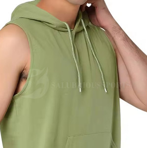 Hiver Hommes Pullover Sleeveless French Terry Hoodies Design personnalisable Plain Dyed Breathable Windproof Cotton Blend for Gym - Product Image 3
