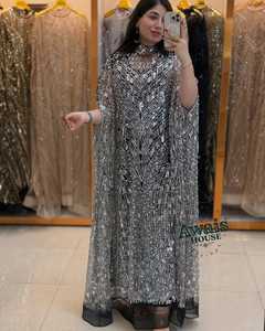 Vestidos de Noche Largos de Lujo con Cuentas, Estilo Imperio Árabe, Cintura con Cristales, Línea A, Perlas de Diamante, Mangas Largas, Elegantes, para Mujer, Estilo Dubái - Product Image 3