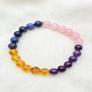 Pulsera al por mayor de piedras preciosas naturales grabadas de grado AAA: citrino, cuarzo rosa, amatista y sodalita, con patrón curativo. - Product Image 1