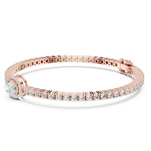 Bracelet tennis en or jaune et blanc massif 18 carats certifié VDS IGI, 16,9 g, cadeau de luxe pour elle avec diamants de culture - Product Image 1