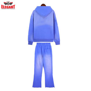 ชุดออกกำลังกายแบบสวมหัวล้างกรดของผู้ชายชุดวิ่งจ๊อกกิ้งสไตล์สปอร์ตชุดวอร์มหรูหราสีตัดกันขนาดพิเศษ - Product Image 3