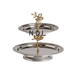 Soporte de servidor de pastel decorativo con acabado brillante Soporte de servicio de pastel de fruta de diseño de lujo multifuncional - Product Image 1