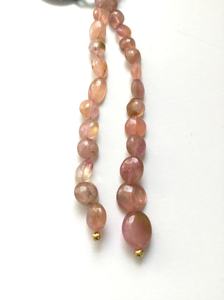 ลูกปัดทัวร์มาลีนสีชมพูอ่อนธรรมชาติ ขัดเรียบ 2 เส้น สำหรับทำเครื่องประดับอัญมณี - Product Image 5