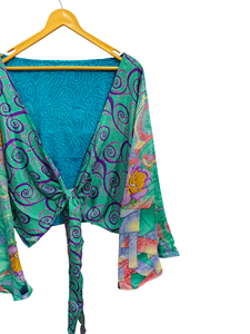 เสื้อเบลาส์ผ้าไหมหลากสีสำหรับผู้หญิงเสื้อเบลาส์ผ้าไหมหลากสีเสื้อเชิ๊ตทรงสั้นฟรีไซส์ - Product Image 4