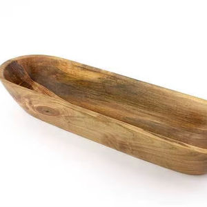 Tazón Grande Ovalado de Madera Natural, Tazón Moderno para Servir Comida, Tazón para Servir Masa Pulida, para Uso en el Hogar, Hoteles y Restaurantes - Product Image 1