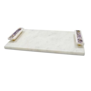 Plateau de service en marbre en métal de conception moderne de luxe de vente chaude pour la maison et le restaurant logo personnalisé - Product Image 1