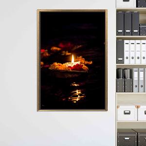 Diwali Canvas Art: Hindu Festival Decor, Tempered Glass Print,GOLD <b>FRAMED</b> CANVAS - Product Image 1