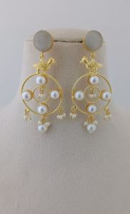 Juego de pendientes colgantes de latón pesado con diseño moderno hecho a mano, diseño de moda personalizable de piedra elegante para compra a granel - Product Image 2