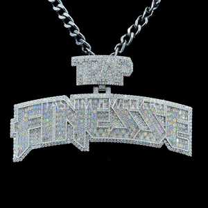 Argent Sterling 925 Plaqué Or 10K Fermoir Lettre Personnalisé VVS Coupe Brillante Moissanite GIA Certifié Unisexe Hip Hop Fine Pendentif - Product Image 2