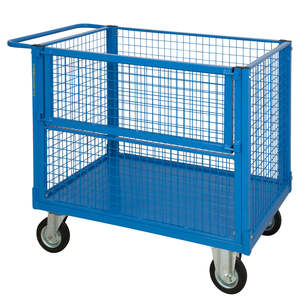 Plateforme de chargement en treillis métallique à quatre côtés avec un côté partiellement pliable, 2 roues avec freins - Product Image 1