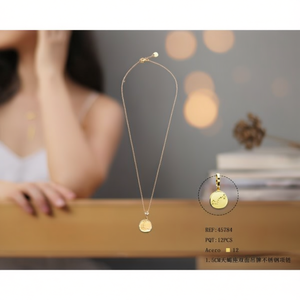 Collar con Colgante del Zodiaco de 1.5 cm, Chapado en Oro, Acero Inoxidable, Joyería Clásica para Uso Diario para Mujer - Product Image 2