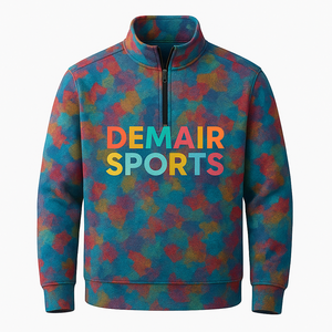 Suéter de Punto con Cierre de Cremallera, Cuello Alto, Manga Larga, Impresión Digital Completa, Diseño Personalizado, Antibolitas, Otoño - Product Image 3