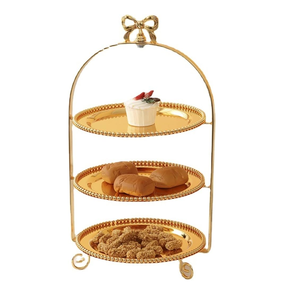 Support à gâteau en laiton fêtes d'anniversaire article décoratif meilleur prix décoration de noël de luxe poli miroir à 3 niveaux - Product Image 6