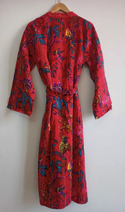 Robe Kantha en coton matelassé pour femme Veste de mariée florale légère pour l'hiver Robe de nuit longue - Product Image 6