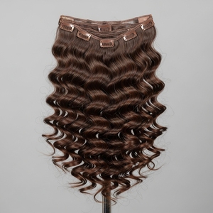 Extensiones de Cabello Humano Rizado con Clip Glee Impex, Color Negro Natural, Cabello Remy, Doble Trama a Máquina, Se Puede Permanente, Reutilizable - Product Image 1