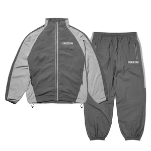 Conjunto Deportivo Casual Unisex de Poliéster con Capucha, Estampado y Pedrería, Chaqueta Cortavientos y Pantalones Jogger, Lavado Ácido, Ropa Deportiva Sólida para Entrenamiento - Product Image 2