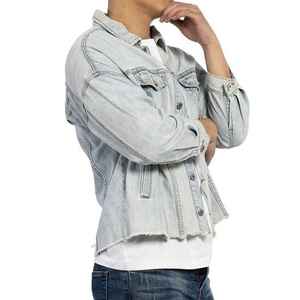 Chaqueta vaquera con botones resistente para hombre con diseño personalizado, chaqueta vaquera clásica de manga larga a la moda - Product Image 3