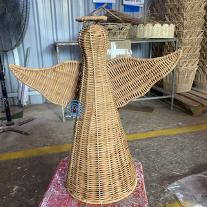 OEM ODM Usine de vente en gros Décoration d'ange en rotin moderne Ornements de vacances en osier faits à la main Ange en rotin pour Noël - Product Image 6