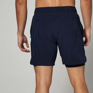 กางเกงขาสั้นสองชั้นของผู้ชายสำหรับออกกำลังกาย100% กางเกงวิ่งแบบลำลองทำจากโพลีเอสเตอร์มีกระเป๋าสำหรับออกกำลังกาย - Product Image 4