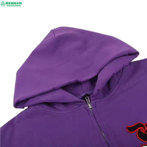 Nouvelle Arrivée 2026 – Sweat à Capuche Zippé Style Vintage de Haute Qualité 100% Coton Grammage Lourd Fermeture Éclair Intégrale Broderie 3D Patch Effet Vieilli Français - Product Image 2