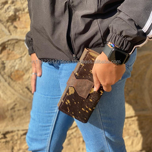 กระเป๋าสตางค์หนังแบบมีซิปสำหรับผู้หญิงกระเป๋าสตางค์แบบซ่อนทำด้วยมือแท้แบบใหม่กระเป๋าสตางค์หนังแบบพับสองชั้นกระเป๋าสตางค์ขนสัตว์โลหะแท้ - Product Image 3