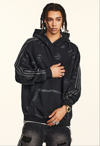 เสื้อฮู้ดดี้ผ้าคอตตอนผสมโพลีเอสเตอร์คุณภาพสูง ลุควินเทจฟอกสีแบบสโตนวอช สไตล์สตรีทแวร์ทรงบ็อกซี่ - Product Image 4