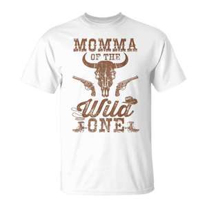 Camiseta personalizada de cumpleaños familiar de vaqueros del oeste Momma of the Wild One - Product Image 1