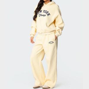 Ensemble de sweat à capuche personnalisé pour femmes survêtements Style décontracté épais ensemble de sweat à capuche blanc deux pièces veste et pantalon ensemble 2025 tenue d'automne - Product Image 4