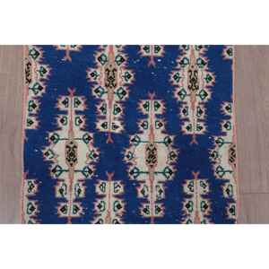 Alfombra Turca, Alfombra de Pasillo de 1.9x8.3 pies, Alfombra de Lana Azul y Amarilla - Product Image 5