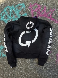 Applique personnalisée broderie fermeture éclair en soie à capuche poids lourd 450gsm fermeture éclair à capuche Boxy Fit fermeture éclair strass sweats à capuche 2025 - Product Image 6