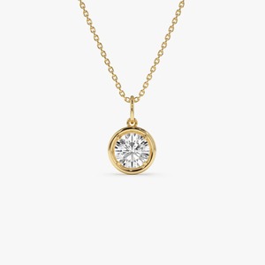 Collier pendentif captivant en diamant de laboratoire de forme ronde 1,00 carat E-F VS avec chaîne en or 14K pour occasions spéciales et soirées - Product Image 2