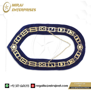 Collar de cadena masónica Blue Lodge G Square & Compass con bordado de plata de terciopelo azul Masonic Regalia - Product Image 4