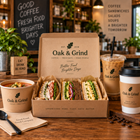 AT PACK Custom Sandwich Box Made of 300g Kraft Paper Board, Premium Food Packaging with Logo for Cafe Takeaway Supplies