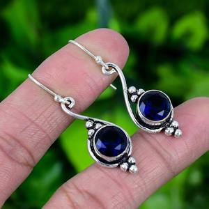 925 solide en argent Sterling fait à la main pierres précieuses améthyste Spinner boucles d'oreilles solides filles balancent meilleure qualité boucles d'oreilles en argent pour les femmes - Product Image 2