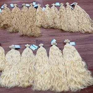 100% extensions de cheveux humains extensions de cheveux blonds à trame ondulée super naturelle - Product Image 6