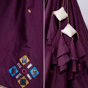 Lehenga Choli-Espejo de algodón para el trabajo, espejo de calidad de exportación de algodón, Color vino, con Secuencia lucknosi Work Dupatta - Product Image 4
