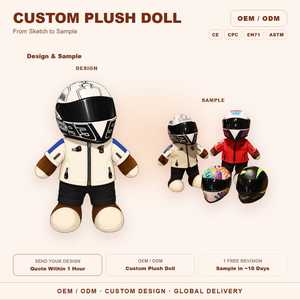 CE CPC Maßgefertigter Teddybär Plüschpuppe Individuelles Maskottchen Stofftier Motorradhelm 30cm OEM-Fabrik Erstellen Sie Ihr Eigenes - Product Image 1