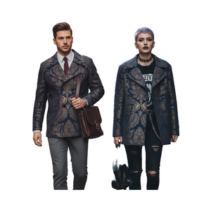 Abrigo Cruzado para Hombre en Gris Paisley - Product Image 4