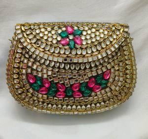 Craftstages International Handcrafted Designer Metal Mosaic Chains Clutch Ladies Multi-Color Box Patterned Flap Bolsos de noche - Product Image 3