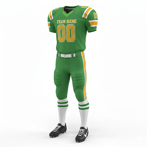 Ensemble de maillot et short de football américain sublimé personnalisable, 100% polyester respirant avec position du logo sur le devant - Product Image 2